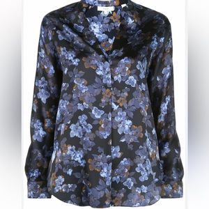 Vince Plumeria Blooms 100% Silk Blouse Size XS